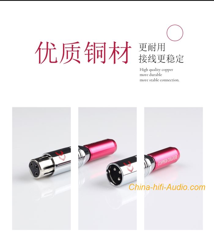 CopperColour CC XLR balanced Connector HiFi audio Alloy-plated pin Female plug