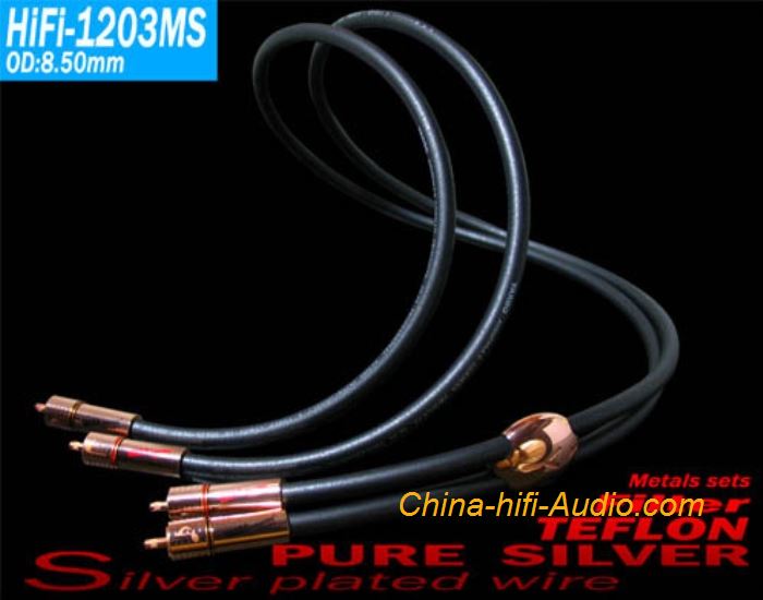 YARBO HiFi-1203MS pure silver audiophile cable 3 core interconnect wire RCA plug